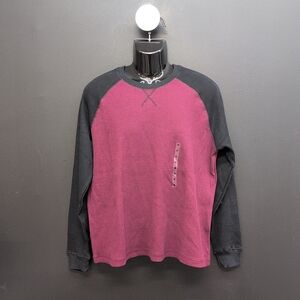 Retrofit Long Sleeve Colorblock Men's Thermal T Shirt Medium Burgundy Black